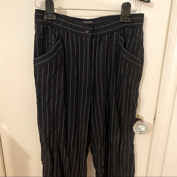 NWOT Petite Eileen Fisher Navy Pinstriped Wide-Leg Cropped Pant - Picture 5 of 6